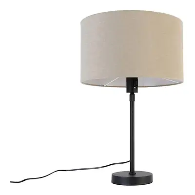 Stolní lampa černá nastavitelná se stínidlem světle hnědá 35 cm - Parte