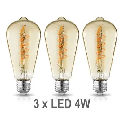 Kobi Sada 3 x filamentová žárovka E27 ST64/LED 4W