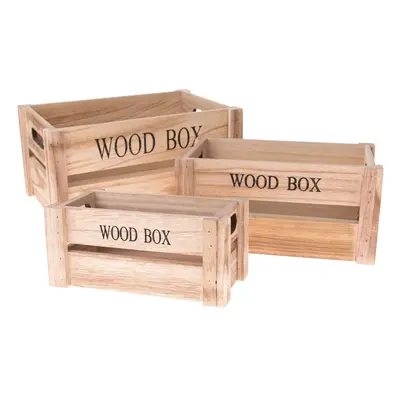 Sada dřevěných bedýnek Wood Box, 3 ks, přírodní