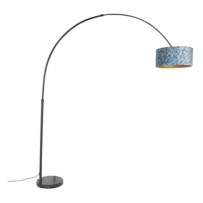 Oblouková lampa černý sametový odstín motýl se zlatem 50 cm - XXL