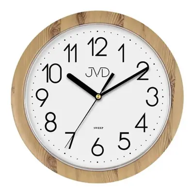 Nástěnné netikající tiché hodiny JVD quartz H612.19 imitace dřeva tmavé