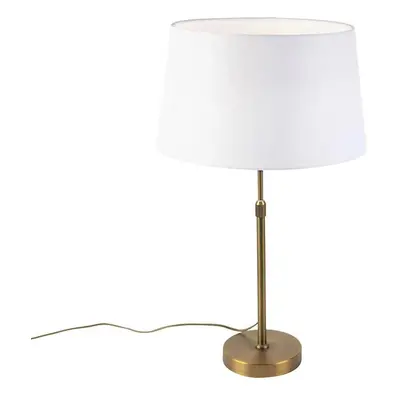 Bronzová stolní lampa s lněným odstínem bílá 35cm - Parte