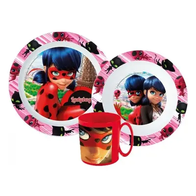 Souprava plastového nádobí Kouzelná beruška / Miraculous Ladybug s hrnkem - 3 díly