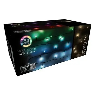 RGB Vánoční LED řetěz s dálkovým ovládáním 198 LED, barevná, 19,8 m