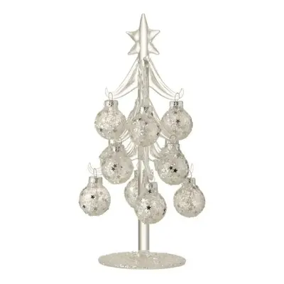 Skleněný stromek se stříbrnými koulemi Baubles Stars – Ø 10*20 cm