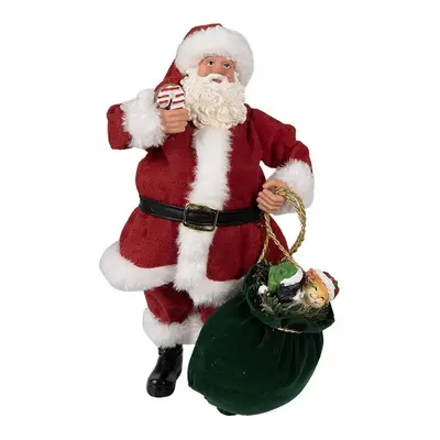 Vánoční dekorace taťka Santa Claus s pytlem dárků - 16*8*28 cm