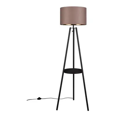 Černá stojací lampa s poličkou (výška 152 cm) Colette – Trio