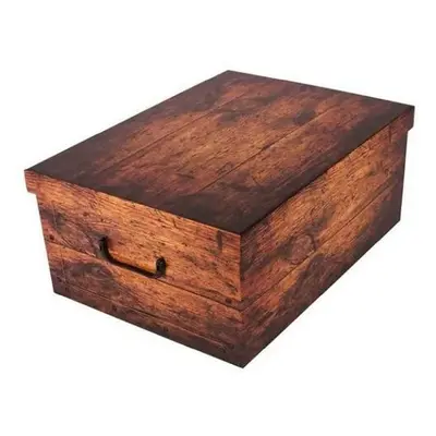 Úložný box s víkem Wood, hnědá, 51 x 37 x 24 cm