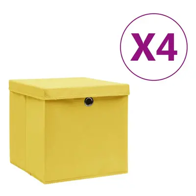 Úložné boxy s víky 4 ks 28 x 28 x 28 cm žluté