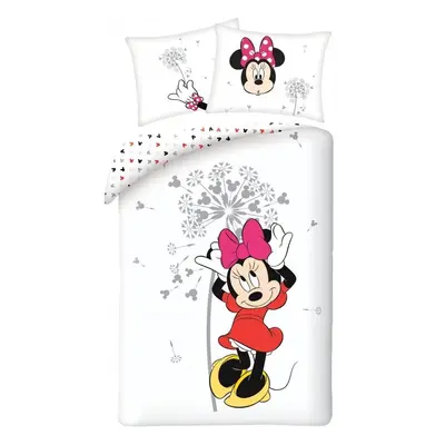 Bavlněné ložní povlečení Disney - motiv Minnie Mouse s pampeliškou - 100% bavlna - 70 x 90 cm + 