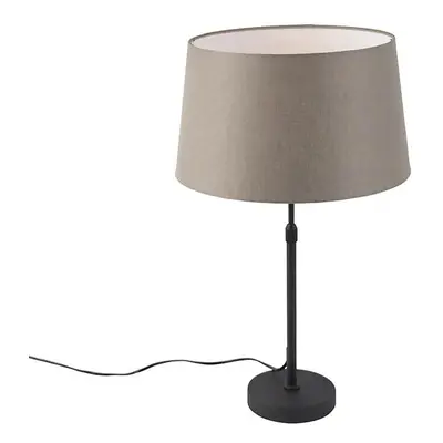 Stolní lampa černá s lněným stínidlem taupe nastavitelná 35 cm - Parte