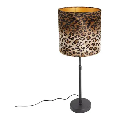 Stolní lampa černý sametový odstín leopardí design 25 cm - Parte