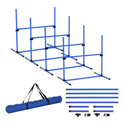 PawHut agility set pro psy 4-dílný 99x65x94 cm výškově nastavitelný se 2 překážkovými tyčemi 2 s