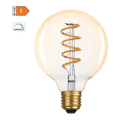 Diolamp LED Spiral Filament žárovka Globe G95 Amber 4W/230V/E27/1800K/270Lm/360°/Dim