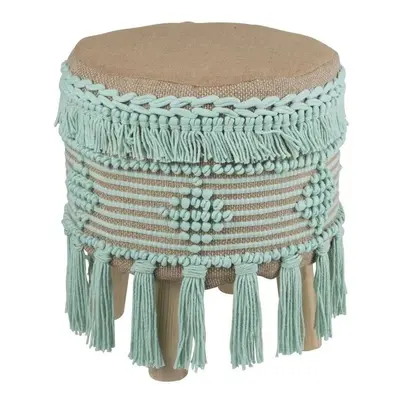 Béžovo - mintová stolička / podnožka Fringe mint - Ø 37*45cm