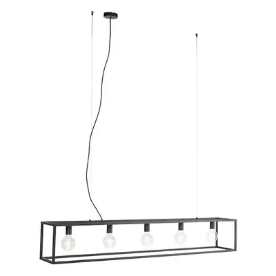 Moderní obdélníkové závěsné svítidlo černé 5-světlo - Cage