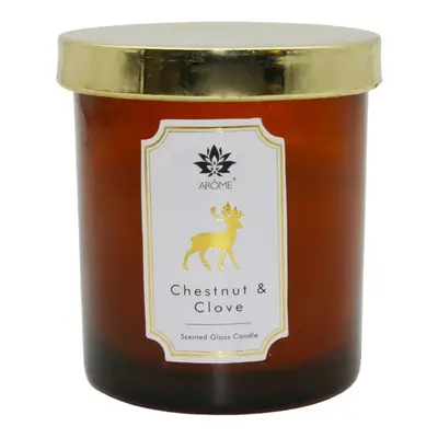 Arome Svíčka v barevném skle s víčkem, Chestnut & Clove, 125 g