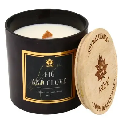 Arome Svíčka s dřevěným knotem Fig and clove, 400 g