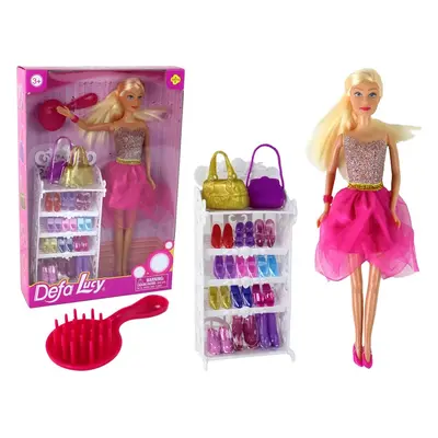 LEAN Toys Panenka Lucy se sadou bot Pink