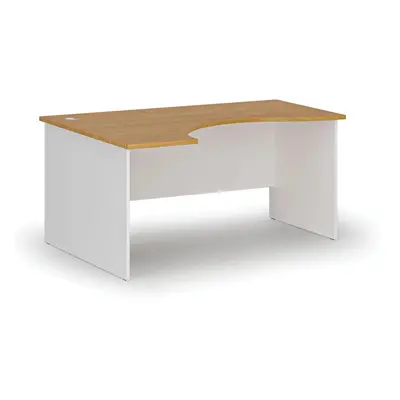 Ergonomický kancelářský pracovní stůl PRIMO WHITE, 1600 x 1200 mm, levý, bílá/buk