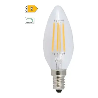 Diolamp LED Filament Candle žárovka čirá C35 5W/230V/E14/4000K/690Lm/360°/Dim