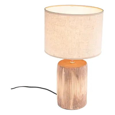 Stolní lampa venkovská béžová s hnědou 43 cm - Lipa