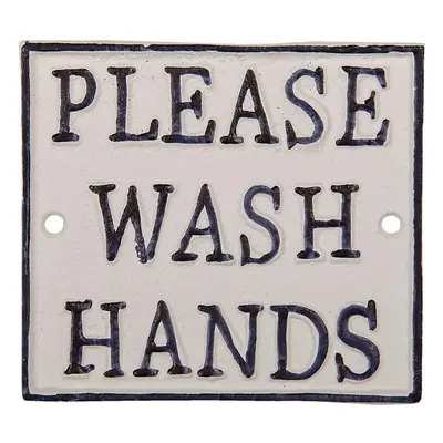 Nástěnná litinová cedule Wash hands - 11*10 cm