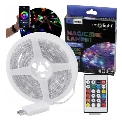 ECOLIGHT Osvětlení vánočního stromku IP65 RGB LED pásek 10m 200led