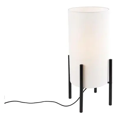 Designová stolní lampa černé lněné odstín bílé - Rich