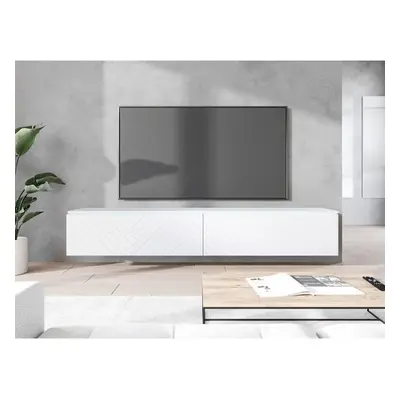 TV stolek/skříňka Dlone 180 MDF, Barva: biały / biały jodełka, Osvětlení: osvětlení LED - bílé