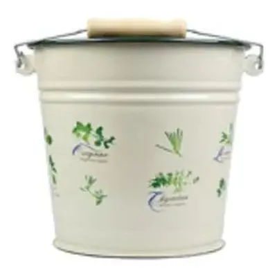 Krémový smaltovaný kyblík s bylinkami Herbs - Ø24*23cm - 6L