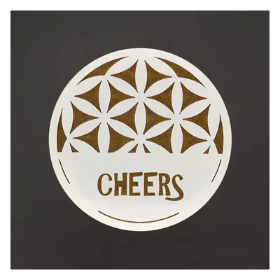 AMADEA Dřevěný podtácek kulatý text "Cheers", průměr 10,5 cm, český výrobek