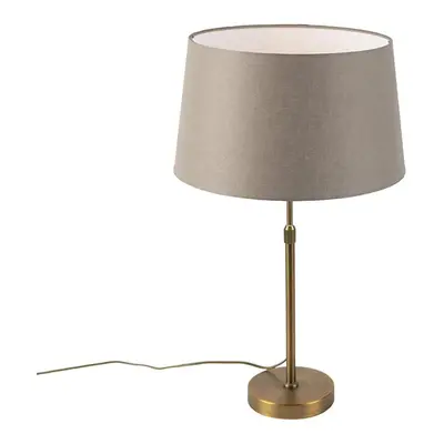 Bronzová stolní lampa s plátěným odstínem taupe 35cm - Parte