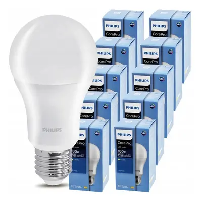 10x LED žárovka Philips E27 - 13W - 1521 lm - teplá bílá 2700K - CorePro Premium A60 - SET