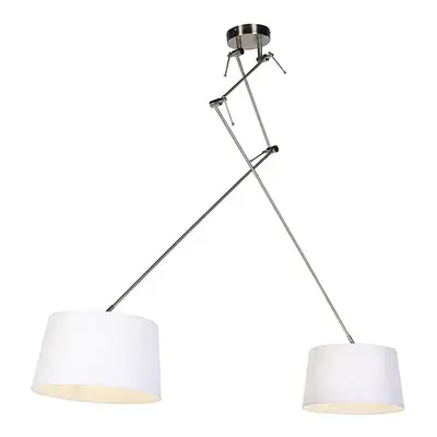 Závěsná lampa s lněnými odstíny bílé 35 cm - ocel Blitz II