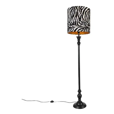 Stojací lampa černá s odstínem zebra design 40 cm - Classico