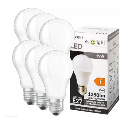 ECOLIGHT 6X E27 LED žárovka 15W 1350lm neutrální bílá 4000K 20000h 230V