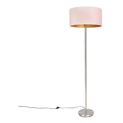 Stojací lampa z oceli s růžovým odstínem 50 cm - Simplo