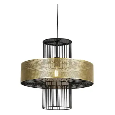 Designová závěsná lampa zlatá s černou 50 cm - Tess