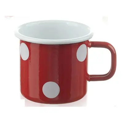 Červený smaltovaný hrnek s puntíky Red dot - Ø8*8cm - 250ml