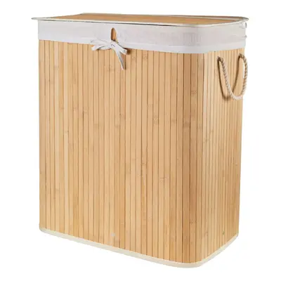 Bambusový koš na prádlo s víkem Compactor Bamboo XXL 105 L - 2dílný, přírodní,52 x 32 x 63