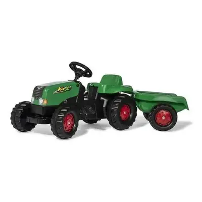 RollyToys Šlapací traktor Rolly Kid s vlečkou, zeleno-červená