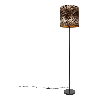 Stojací lampa černý odstín leopardí design 40 cm - Simplo