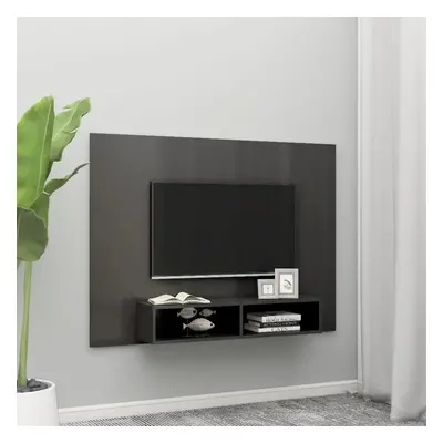 vidaXL Nástěnná TV skříňka šedá vysoký lesk 135x23,5x90 cm dřevotříska