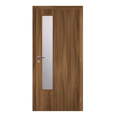 Solodoor Interiérové dveře L2 sklo, 80 P, 850 × 1985 mm, fólie, pravé, ořech královský, prosklen