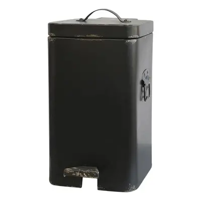 Černý antik odpadkový koš s uchy a pedálem Factory Pedal Bin S - 23*23*40 cm/ 13L