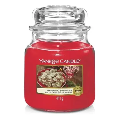 Yankee Candle vonná svíčka Classic ve skle střední Peppermint Pinwheels 411 g