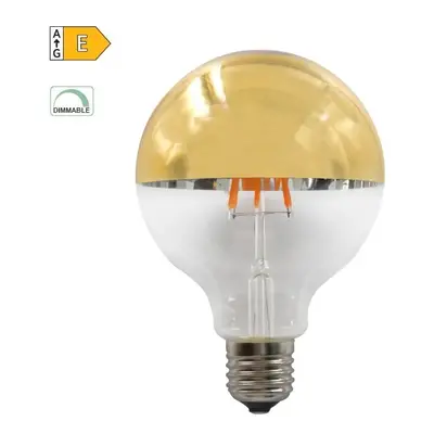 Diolamp LED Filament zrcadlová žárovka 8W/230V/E27/2700K/900Lm/180°/DIM, zlatý vrchlík