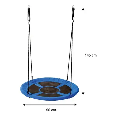 Závěsná houpačka ve tvaru kruhu, 90 cm - modrá, bez stanu