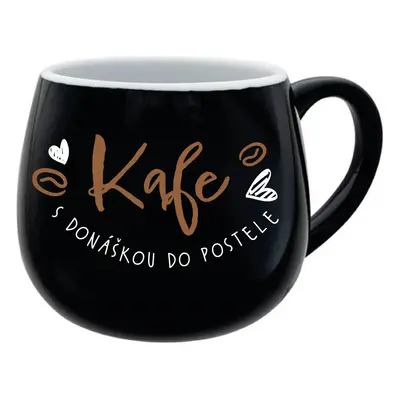 KAFE S DONÁŠKOU DO POSTELE - černý keramický hrníček 300 ml